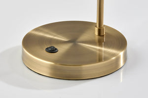 Homeroots 18" Antiqued Brass Metal Cylinder Desk Table Lamp With Gray Globe Shade With Starling Led Bulb   524633