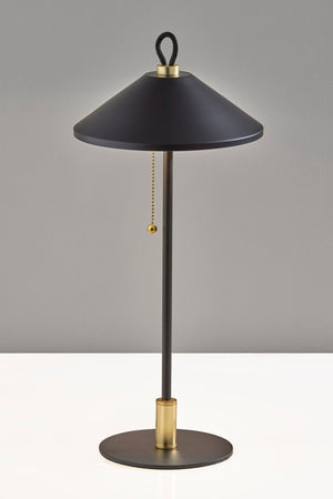 Homeroots 20" Black And Gold Metal Two Light Candlestick Led Table Lamp With Black Cone Shade   524636