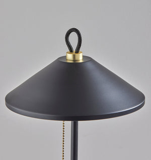 Homeroots 20" Black And Gold Metal Two Light Candlestick Led Table Lamp With Black Cone Shade   524636