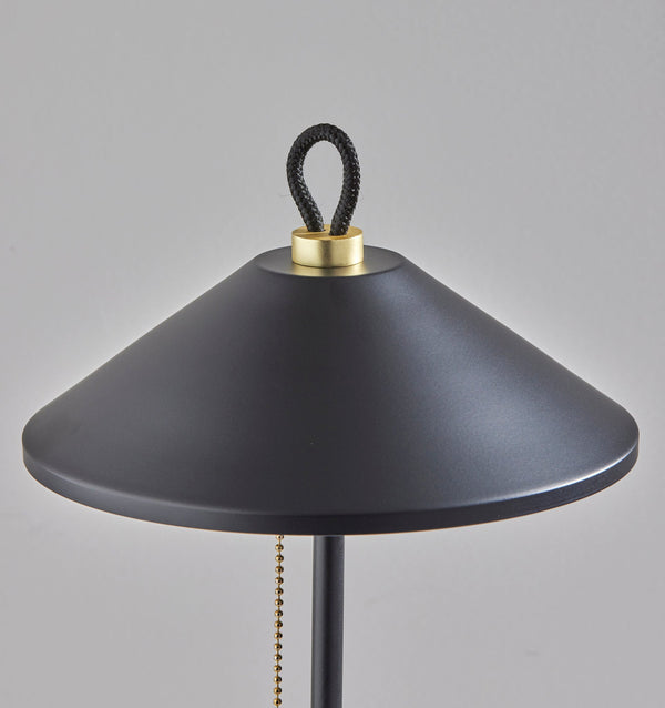 Homeroots 20" Black And Gold Metal Two Light Candlestick Led Table Lamp With Black Cone Shade   524636