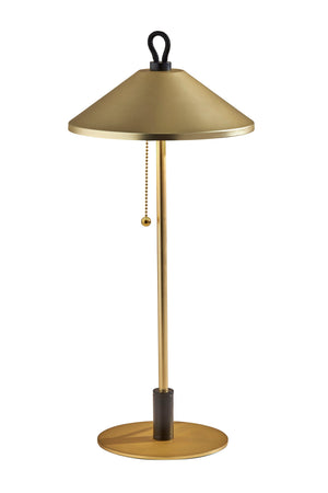 Homeroots 20" Black And Gold Metal Two Light Candlestick Led Table Lamp With Brass Cone Shade   524637
