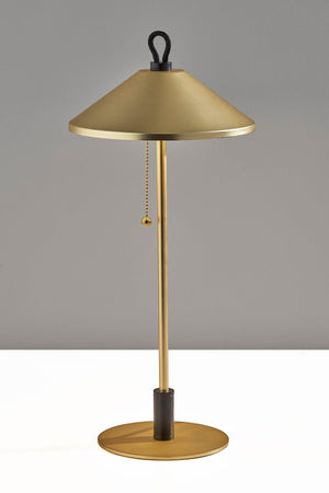 Homeroots 20" Black And Gold Metal Two Light Candlestick Led Table Lamp With Brass Cone Shade   524637