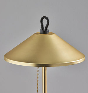 Homeroots 20" Black And Gold Metal Two Light Candlestick Led Table Lamp With Brass Cone Shade   524637