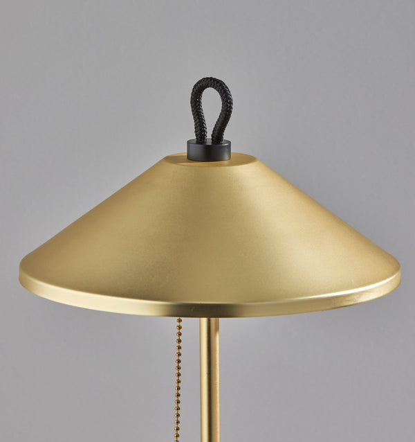 Homeroots 20" Black And Gold Metal Two Light Candlestick Led Table Lamp With Brass Cone Shade   524637