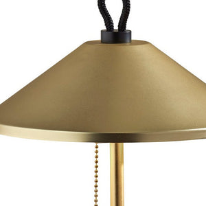 Homeroots 20" Black And Gold Metal Two Light Candlestick Led Table Lamp With Brass Cone Shade   524637