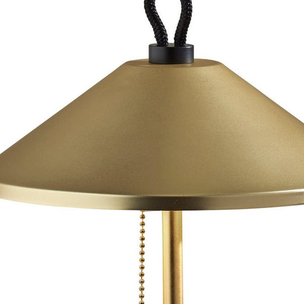 Homeroots 20" Black And Gold Metal Two Light Candlestick Led Table Lamp With Brass Cone Shade   524637