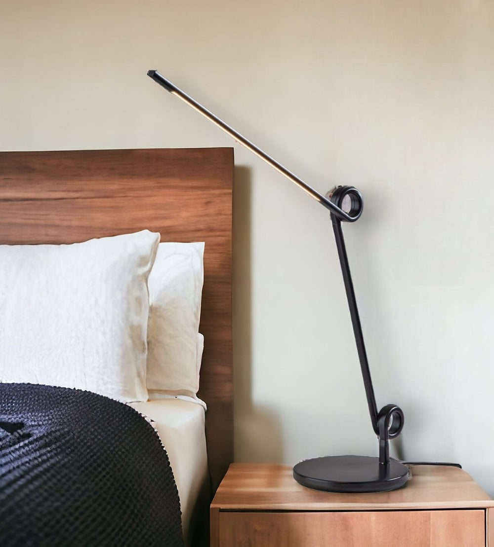 HomeRoots 35" Black Metal Desk Lamp with USB Port - Modern LED Touch Control Lighting for Home Office Elegance 524639