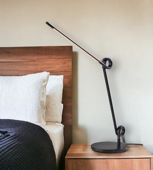 HomeRoots 35" Black Metal Desk Lamp with USB Port - Modern LED Touch Control Lighting for Home Office Elegance 524639