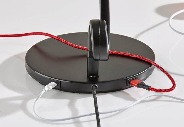 HomeRoots 35" Black Metal Desk Lamp with USB Port - Modern LED Touch Control Lighting for Home Office Elegance 524639