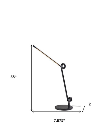 HomeRoots 35" Black Metal Desk Lamp with USB Port - Modern LED Touch Control Lighting for Home Office Elegance 524639