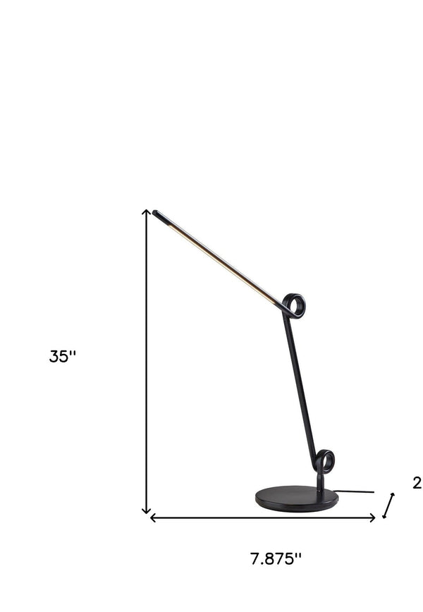 HomeRoots 35" Black Metal Desk Lamp with USB Port - Modern LED Touch Control Lighting for Home Office Elegance 524639