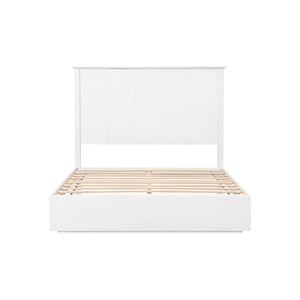 English Elm Stylish Queen Bed Frame Vertical Slat Headboard Solid Wood Contemporary Bedroom White N770PQ369236K