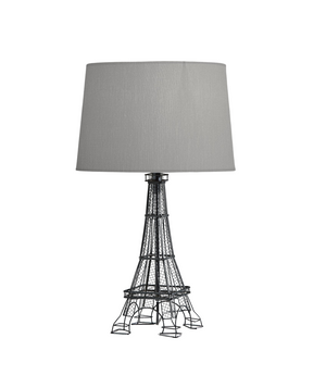 Homeroots 25" Black Acrylic Paris Desk Table Lamp With Gray Drum Shade   524643
