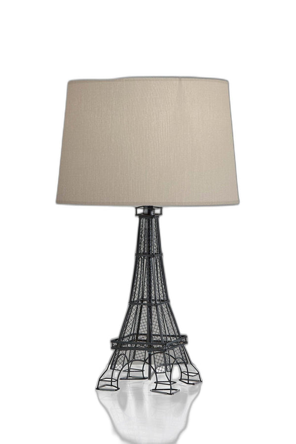 Homeroots 25" Black Acrylic Paris Desk Table Lamp With White Drum Shade   524644