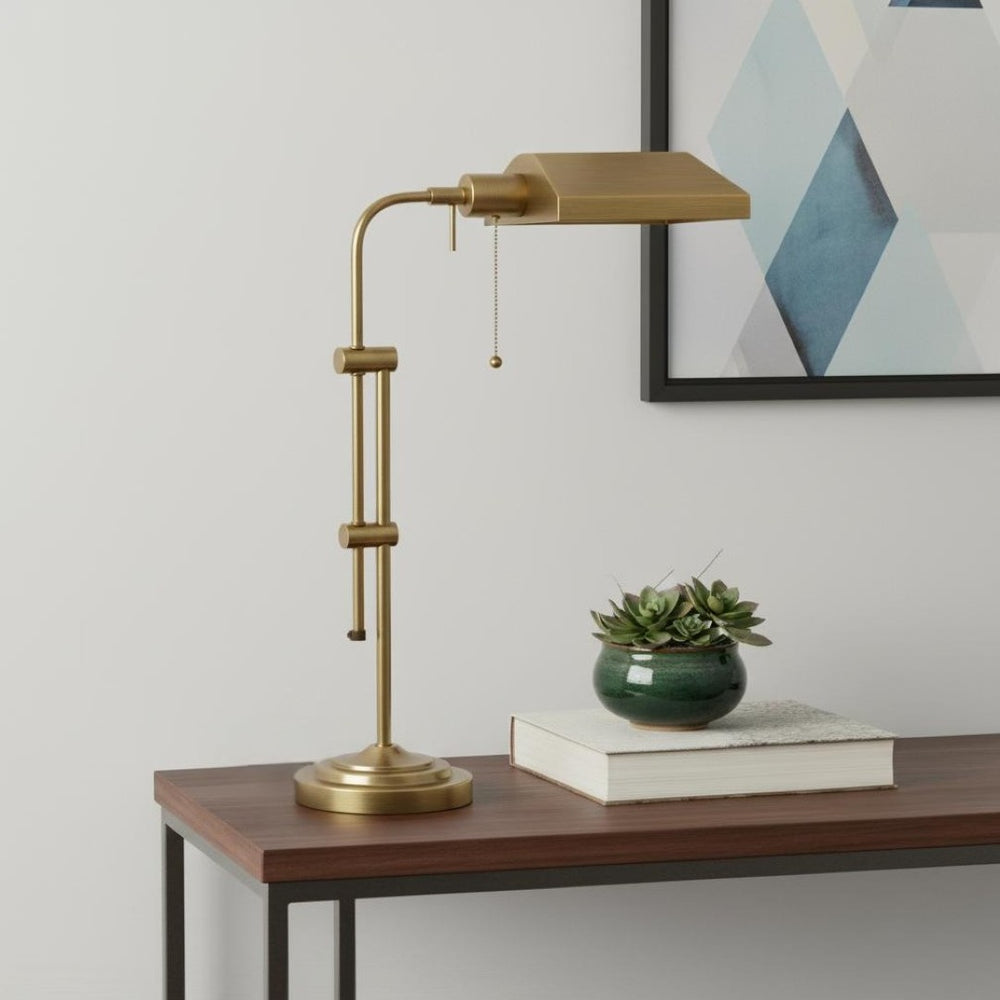 HomeRoots 26" Bronze Metal Adjustable Table Lamp - Vintage Industrial Design with Dimmable Functionality 524645