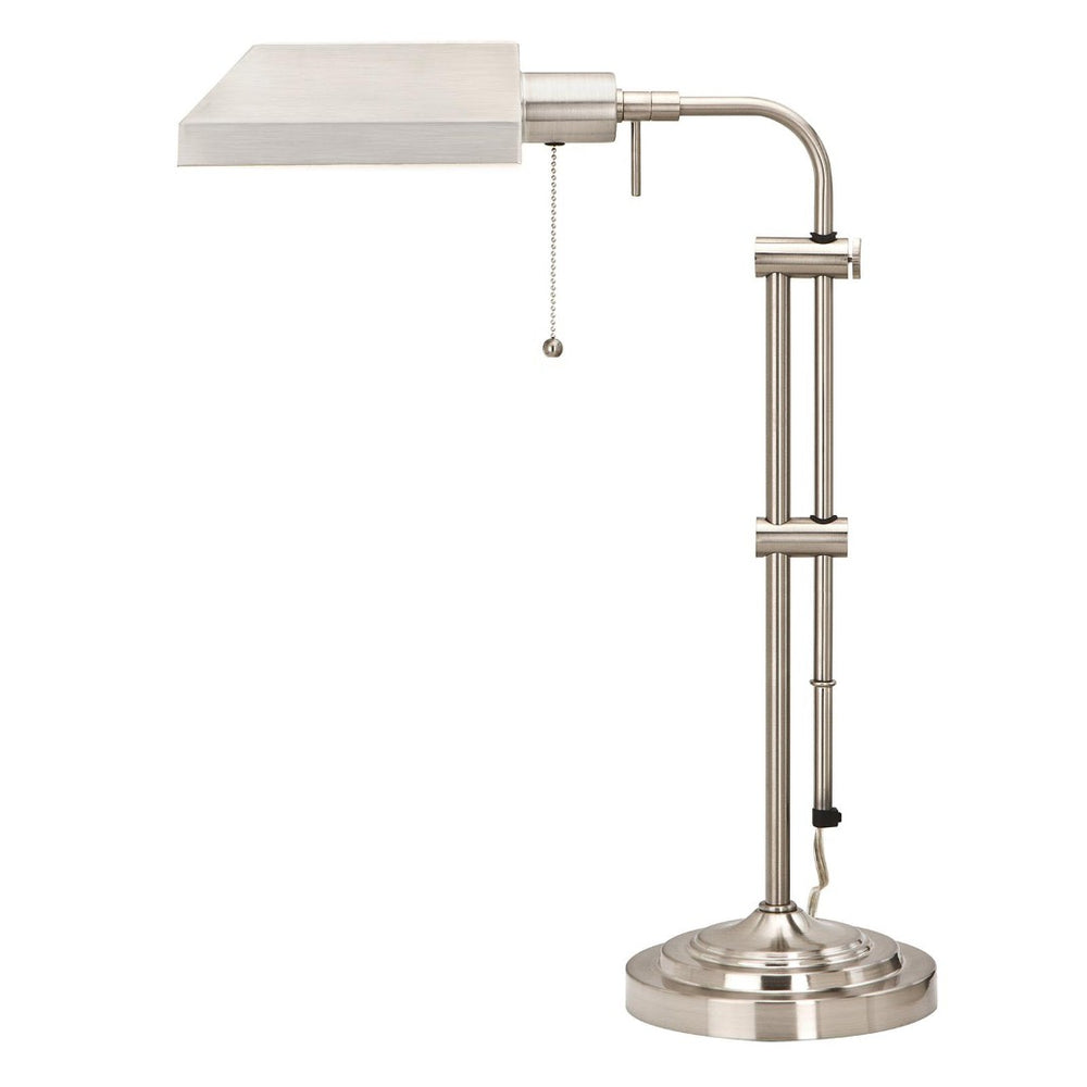 HomeRoots 26" Adjustable Nickel Table Lamp with Rectangular Shade for Modern Home Décor & Versatile Lighting 524646