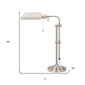 HomeRoots 26" Adjustable Nickel Table Lamp with Rectangular Shade for Modern Home Décor & Versatile Lighting 524646