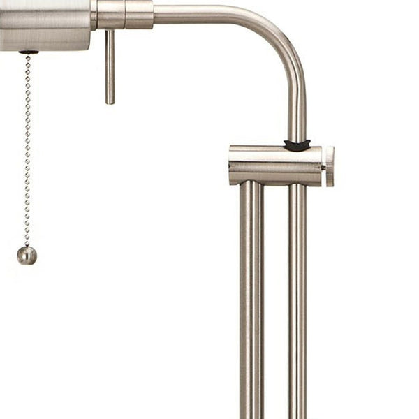 HomeRoots 26" Adjustable Nickel Table Lamp with Rectangular Shade for Modern Home Décor & Versatile Lighting 524646