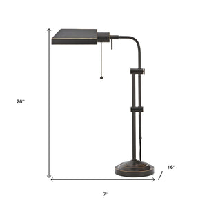 Homeroots 26" Bronze Metal Adjustable Table Lamp With Bronze Rectangular Shade   524647