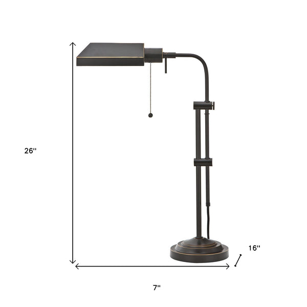 Homeroots 26" Bronze Metal Adjustable Table Lamp With Bronze Rectangular Shade   524647