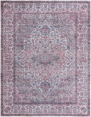 Unique Loom Mangata Mireille Machine Made Border Rug Beige and pink, Light Blue/Gray/Red/Black 10' 6" x 13' 1"