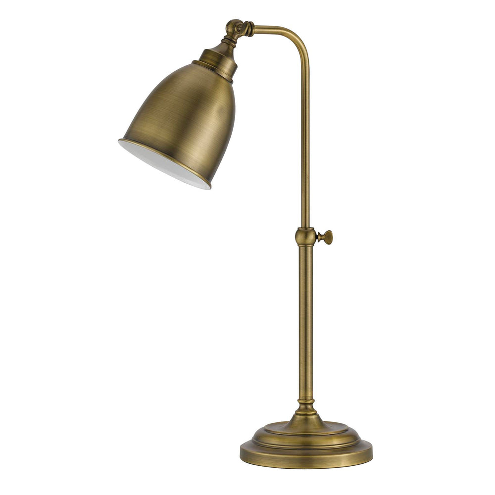 Homeroots 25" Bronze Metal Adjustable Table Lamp With Antiqued Brass Dome Shade   524648