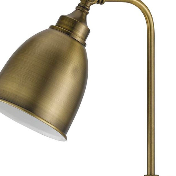 Homeroots 25" Bronze Metal Adjustable Table Lamp With Antiqued Brass Dome Shade   524648