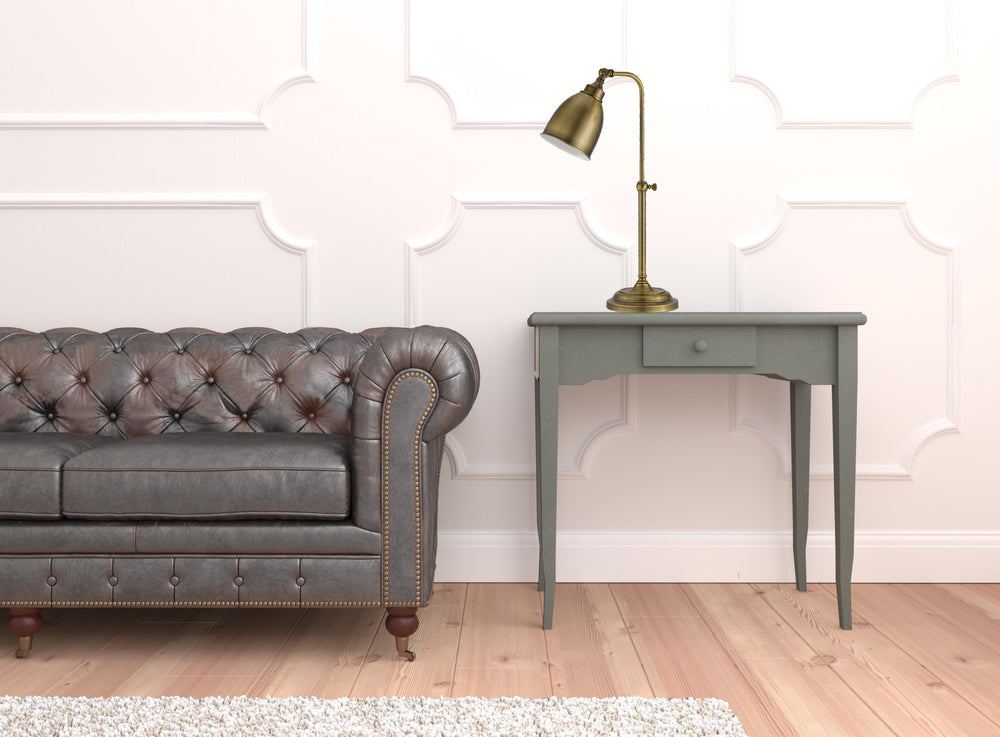 Homeroots 25" Bronze Metal Adjustable Table Lamp With Antiqued Brass Dome Shade   524648