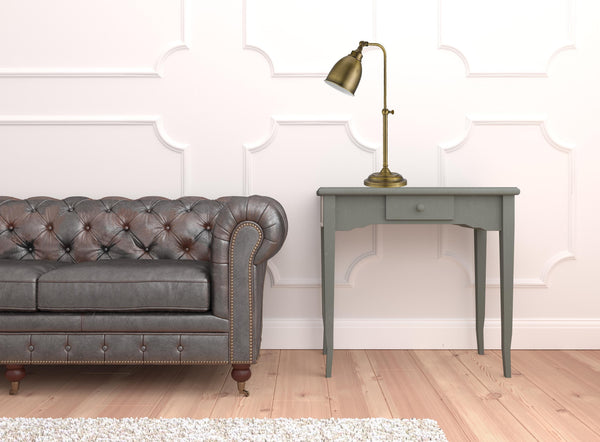 Homeroots 25" Bronze Metal Adjustable Table Lamp With Antiqued Brass Dome Shade   524648