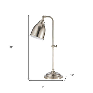 HomeRoots 26" Adjustable Nickel Metal Table Lamp – Sleek Dome Shade for Modern Task & Accent Lighting Style 524649