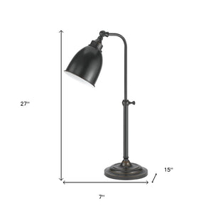 HomeRoots 27" Bronze Metal Lantern Table Lamp - Adjustable Height, Timeless Design for Home & Office Use 524650