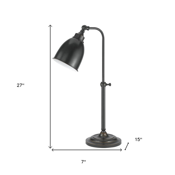 HomeRoots 27" Bronze Metal Lantern Table Lamp - Adjustable Height, Timeless Design for Home & Office Use 524650