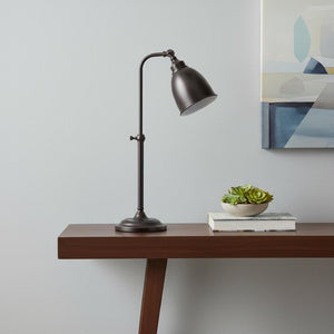 HomeRoots 27" Bronze Metal Lantern Table Lamp - Adjustable Height, Timeless Design for Home & Office Use 524650