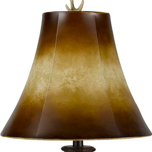 Homeroots 30" Brown Antlers Table Lamp With Two Tone Brown Bell Shade   524652