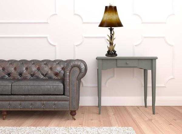 Homeroots 30" Brown Antlers Table Lamp With Two Tone Brown Bell Shade   524652