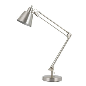 Homeroots 27" Nickel Metal Desk Table Lamp With Nickel Cone Shade   524653
