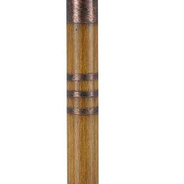 Homeroots 24" Rustic Bronze And Oak Metal Table Lamp With Brown Empire Shade   524655