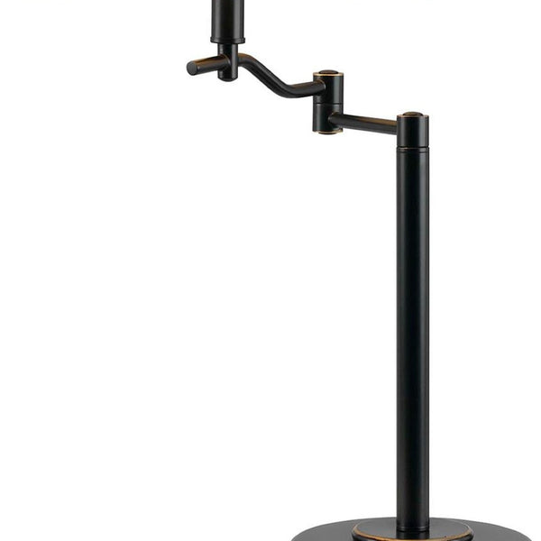 HomeRoots 29" Bronze Metal Swing Arm Table Lamp - Adjustable Design with Off-White Shade for Any Room 524656