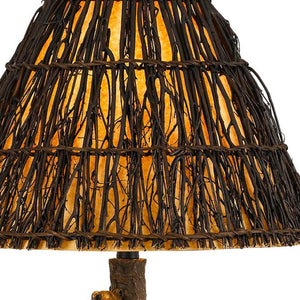HomeRoots 30" Bronze Table Lamp with Brown Rattan Shade - Elegant Design for Ambient Lighting in Any Room 524659
