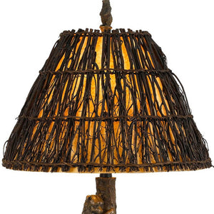 HomeRoots 30" Bronze Table Lamp with Brown Rattan Shade - Elegant Design for Ambient Lighting in Any Room 524659