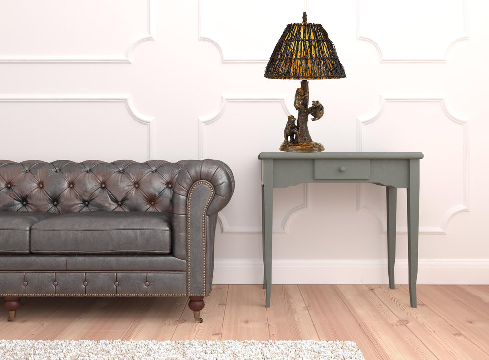 Homeroots 30" Bronze Table Lamp With Brown Empire Shade   524659