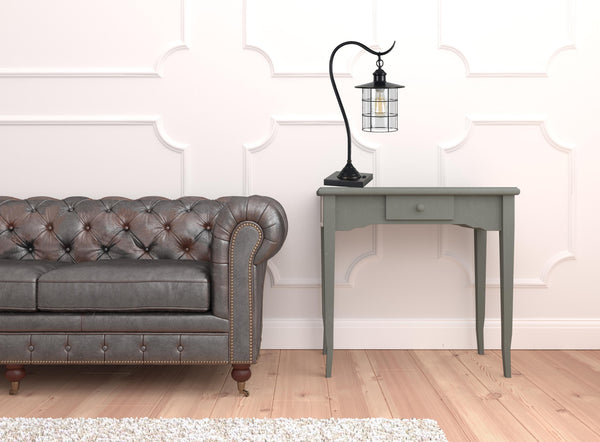 Homeroots 25" Bronze Metal Lantern Style Desk Lamp With Edison Bulb   524660