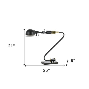 Homeroots 21" Bronze Metal Desk Table Lamp With Bronze Dome Shade   524664