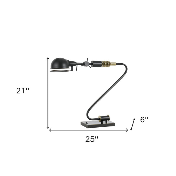 Homeroots 21" Bronze Metal Desk Table Lamp With Bronze Dome Shade   524664