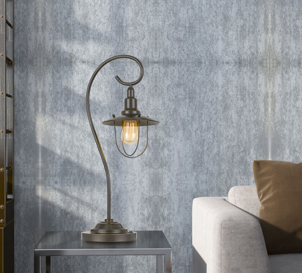 Homeroots 26" Bronze Metal Open Cage Style Table Lamp   524667