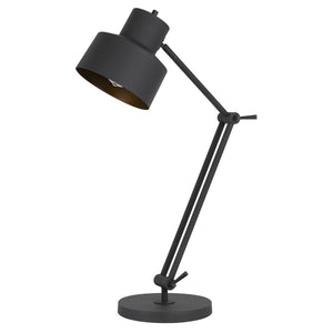 HomeRoots 33" Adjustable Black Metal Desk Lamp - Sleek Modern Design with Dual Pivoting Arms & Dimmable Light 524668