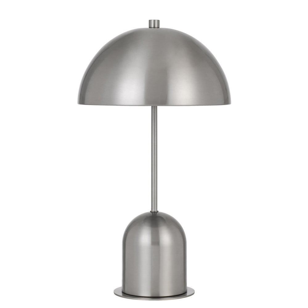 Homeroots 20" Nickel Metal Desk Table Lamp With Nickel Dome Shade   524669