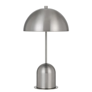 Homeroots 20" Nickel Metal Desk Table Lamp With Nickel Dome Shade   524669