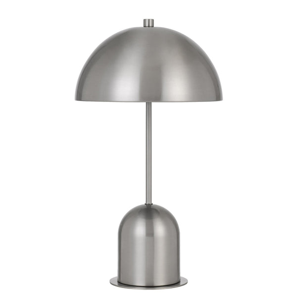 Homeroots 20" Nickel Metal Desk Table Lamp With Nickel Dome Shade   524669