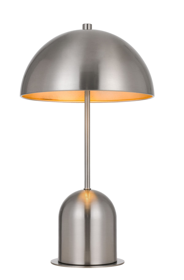 Homeroots 20" Nickel Metal Desk Table Lamp With Nickel Dome Shade   524669